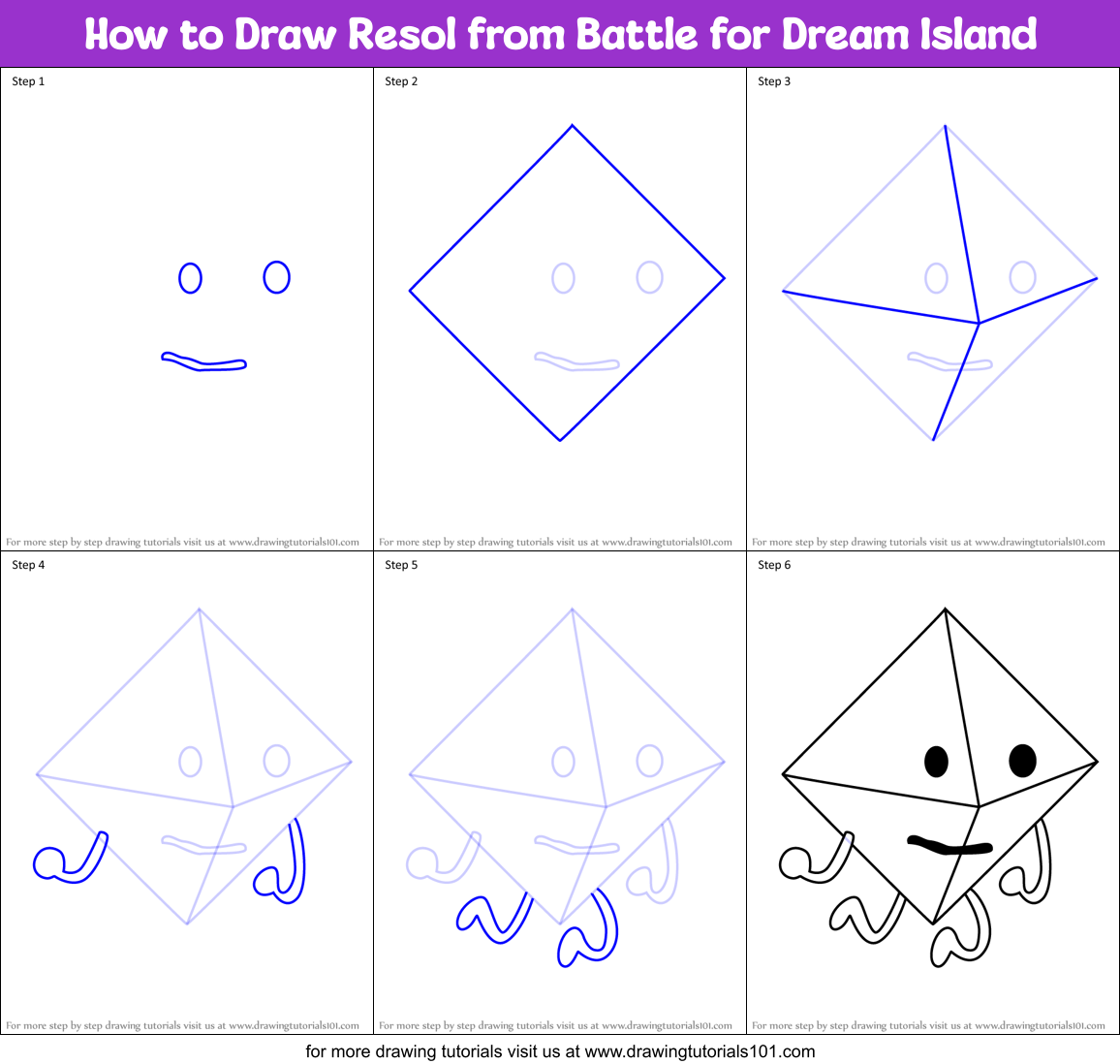 How to Draw Resol from Battle for Dream Island Printable Step by Step