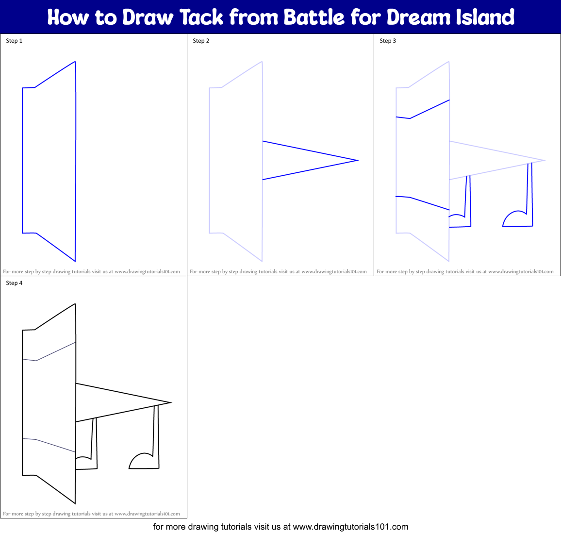 How to Draw Tack from Battle for Dream Island Printable Step by Step