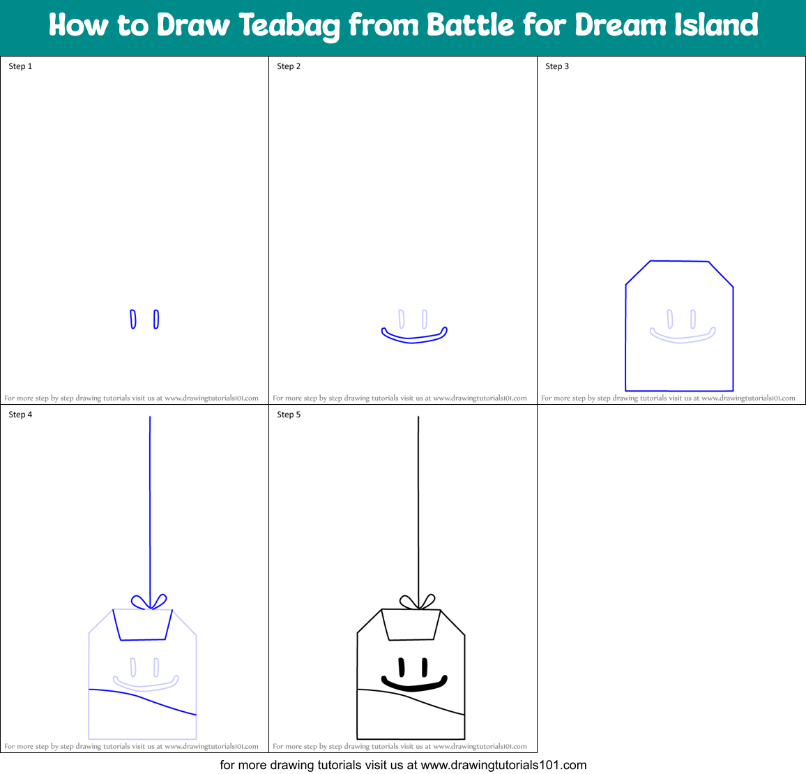 How to Draw Teabag from Battle for Dream Island Printable Step by Step