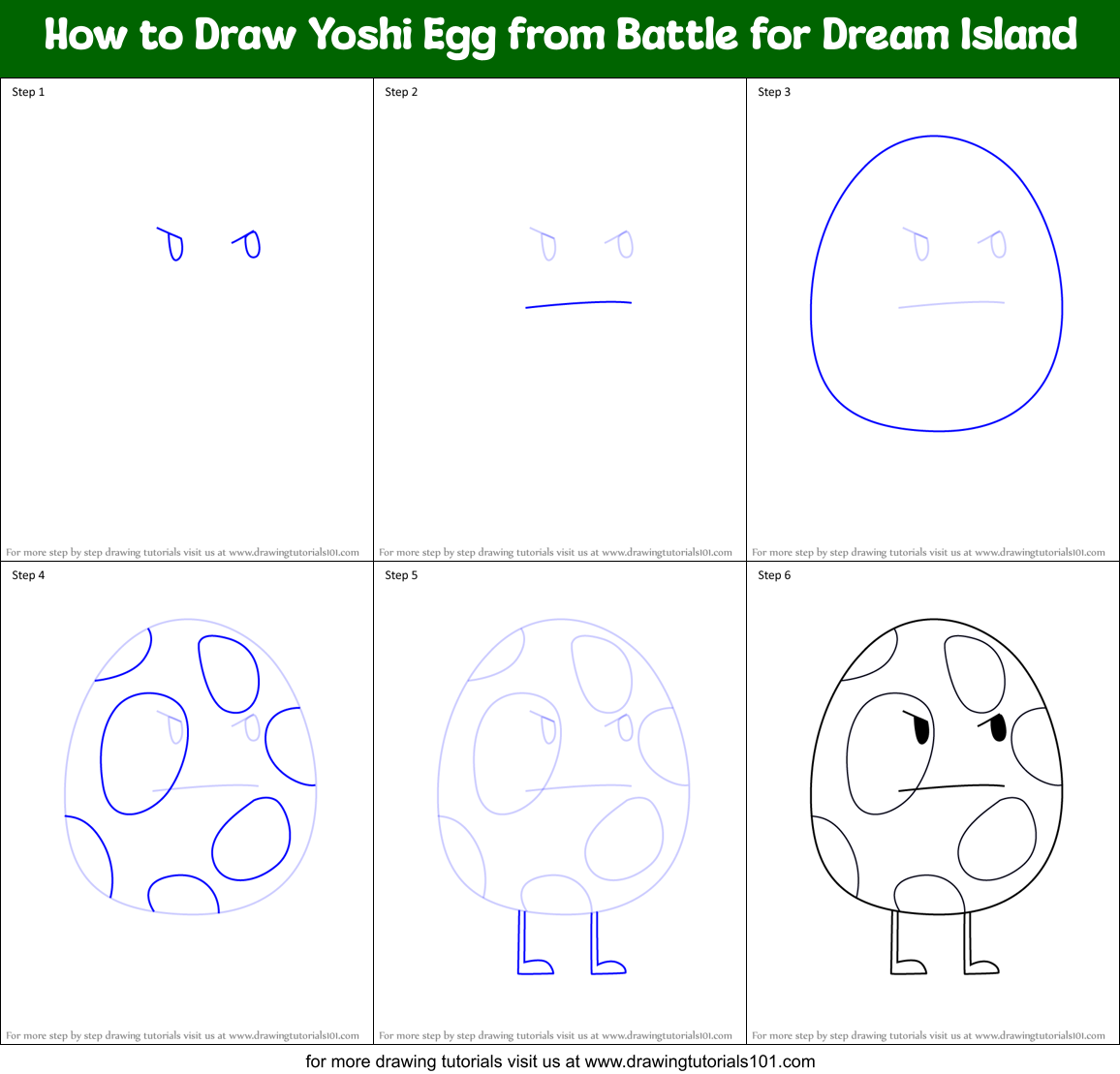 How to Draw Yoshi Egg from Battle for Dream Island Printable Step by Step