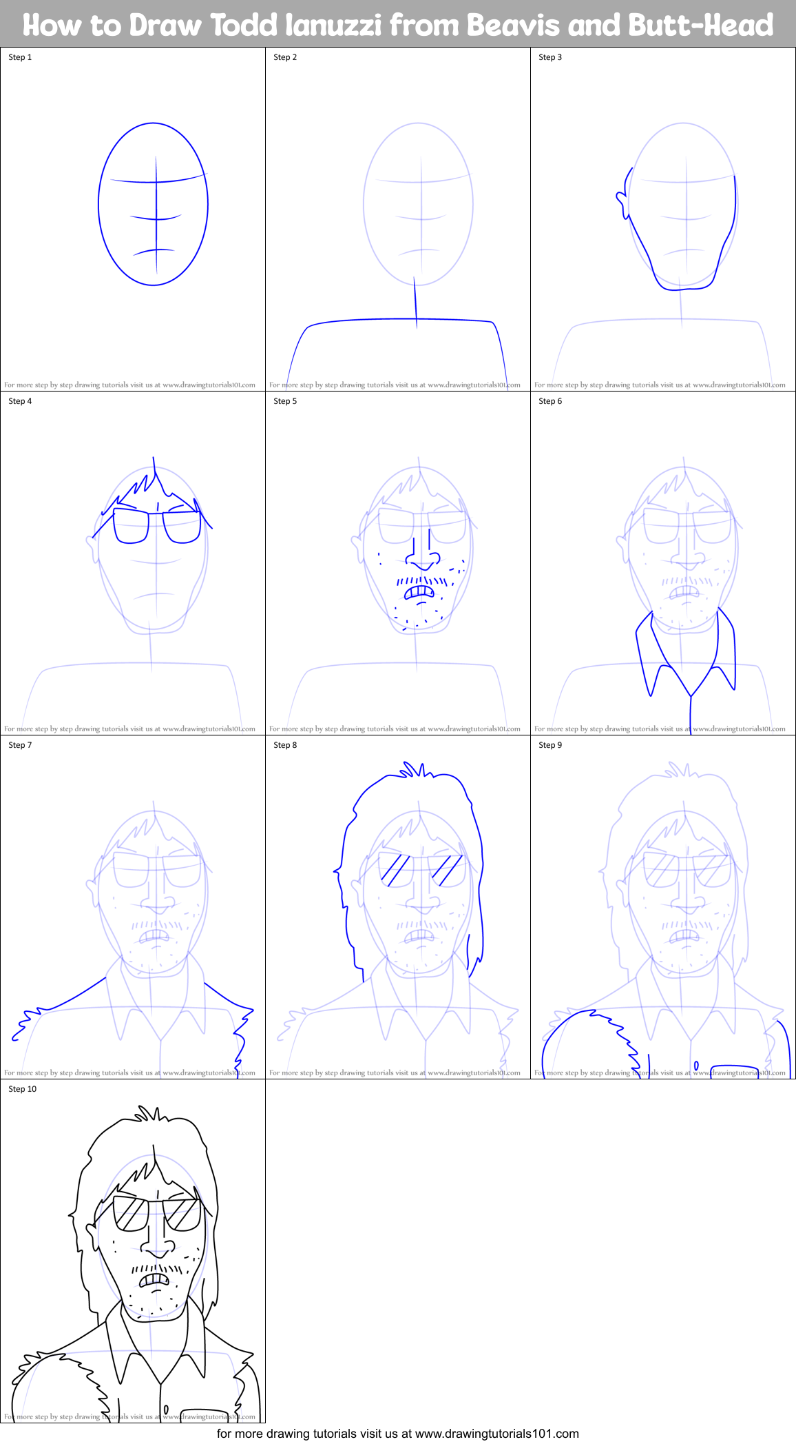 How to Draw Todd Ianuzzi from Beavis and Butt-Head Printable Step by Step