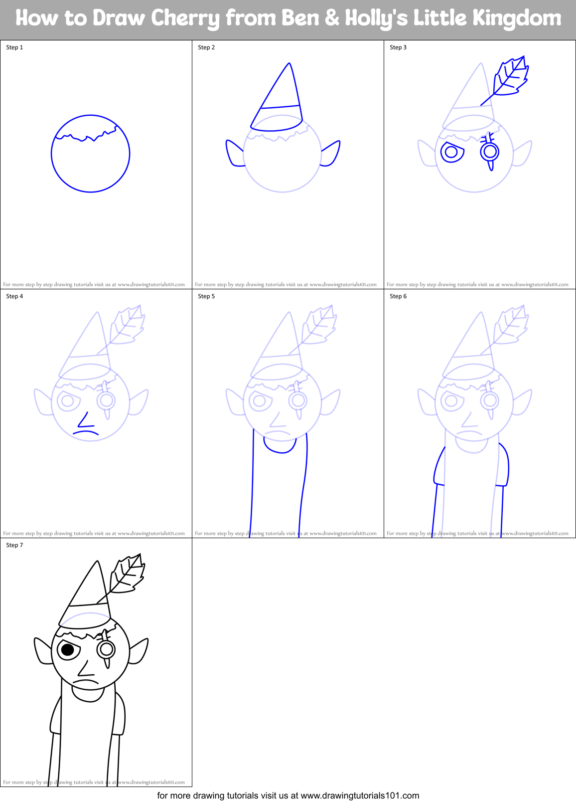 How to Draw Cherry from Ben & Holly's Little Kingdom Printable Step by Step