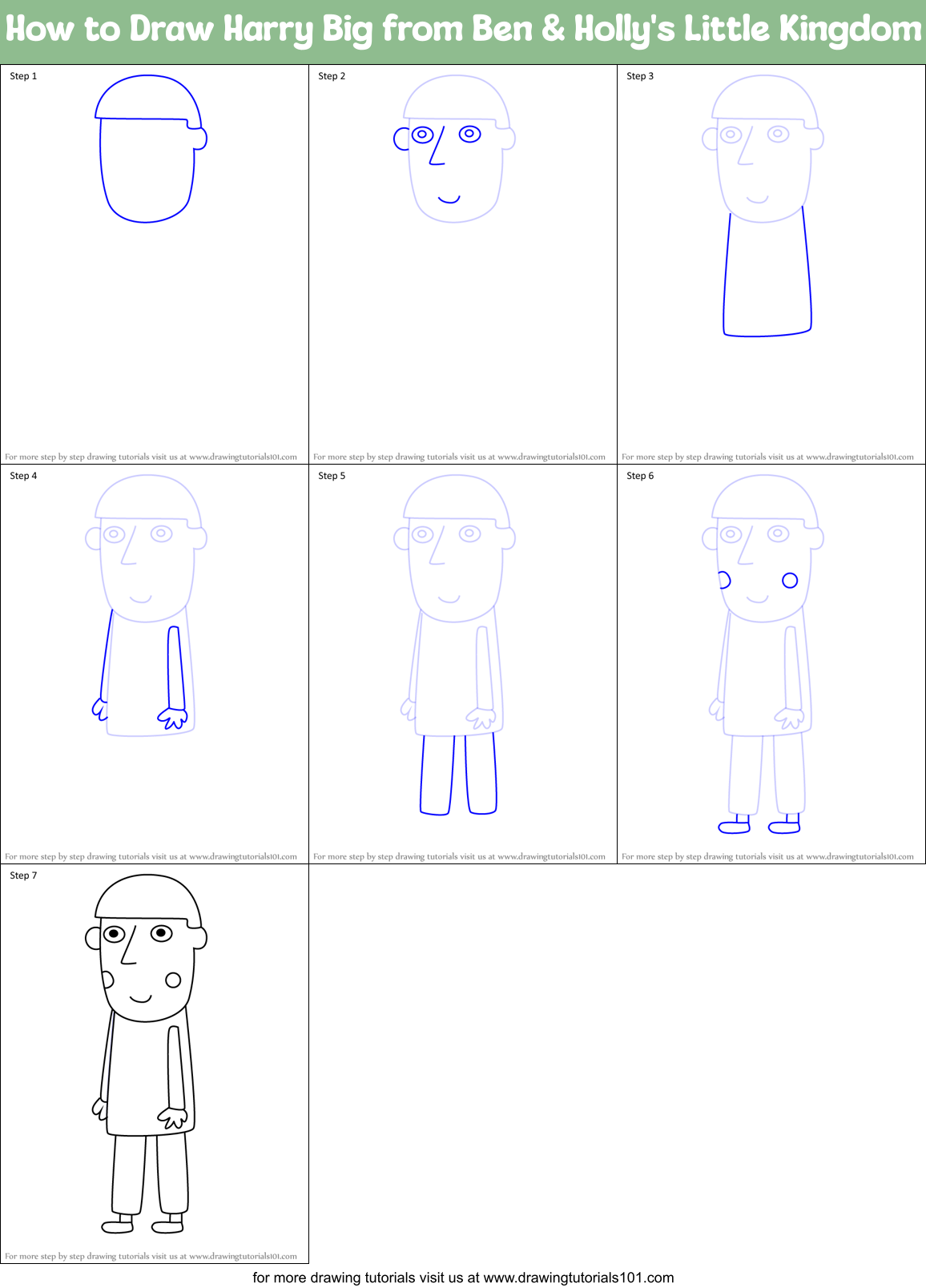 How to Draw Harry Big from Ben & Holly's Little Kingdom Printable Step by Step
