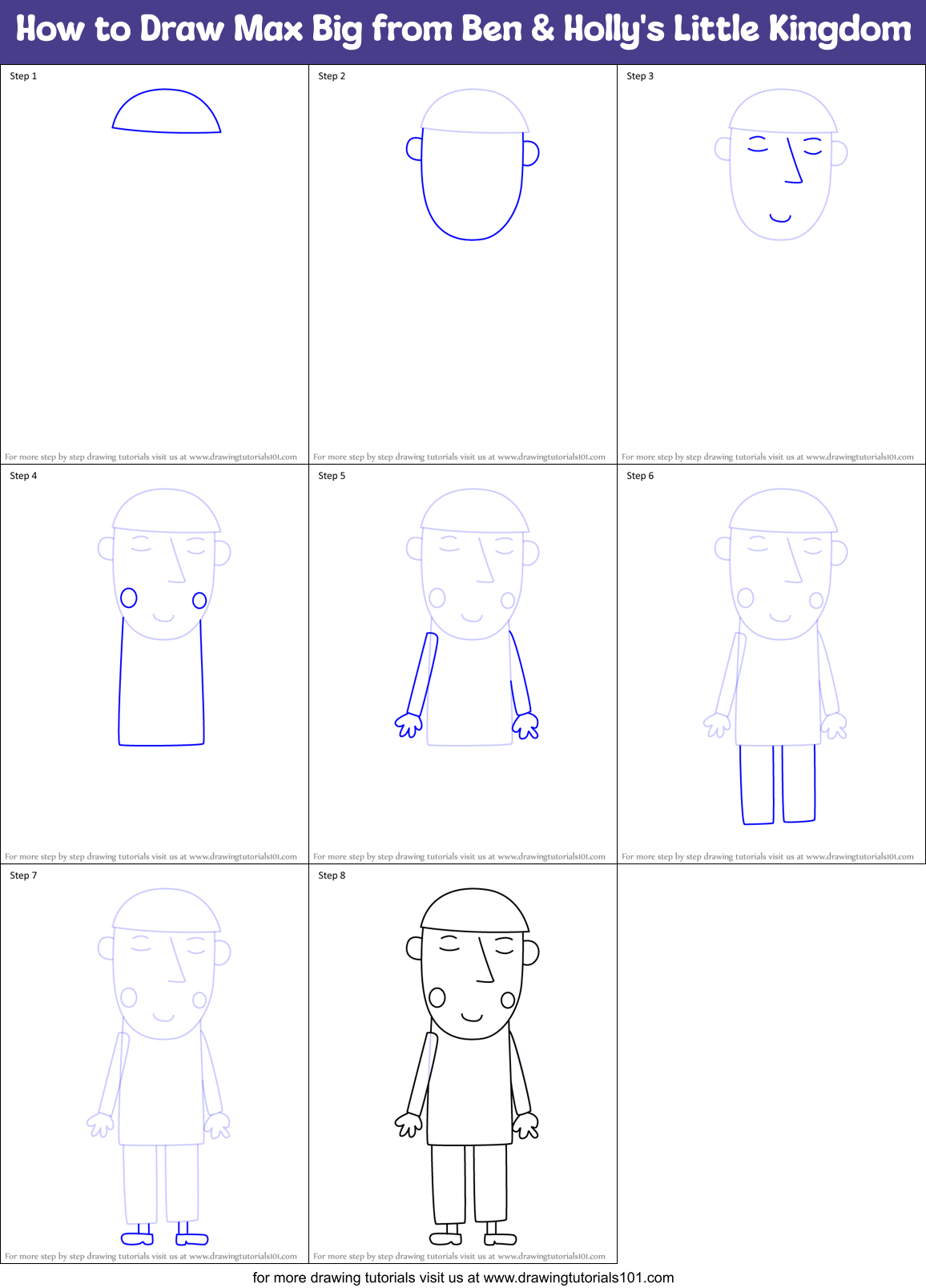 How to Draw Max Big from Ben & Holly's Little Kingdom Printable Step by Step