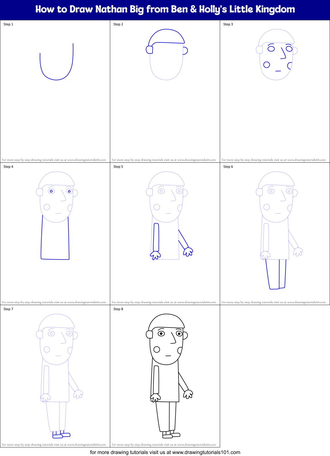 How to Draw Nathan Big from Ben & Holly's Little Kingdom Printable Step by Step