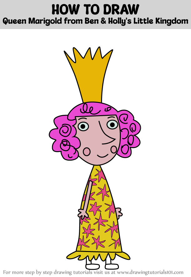 How to Draw Queen Marigold from Ben & Holly's Little Kingdom (Ben