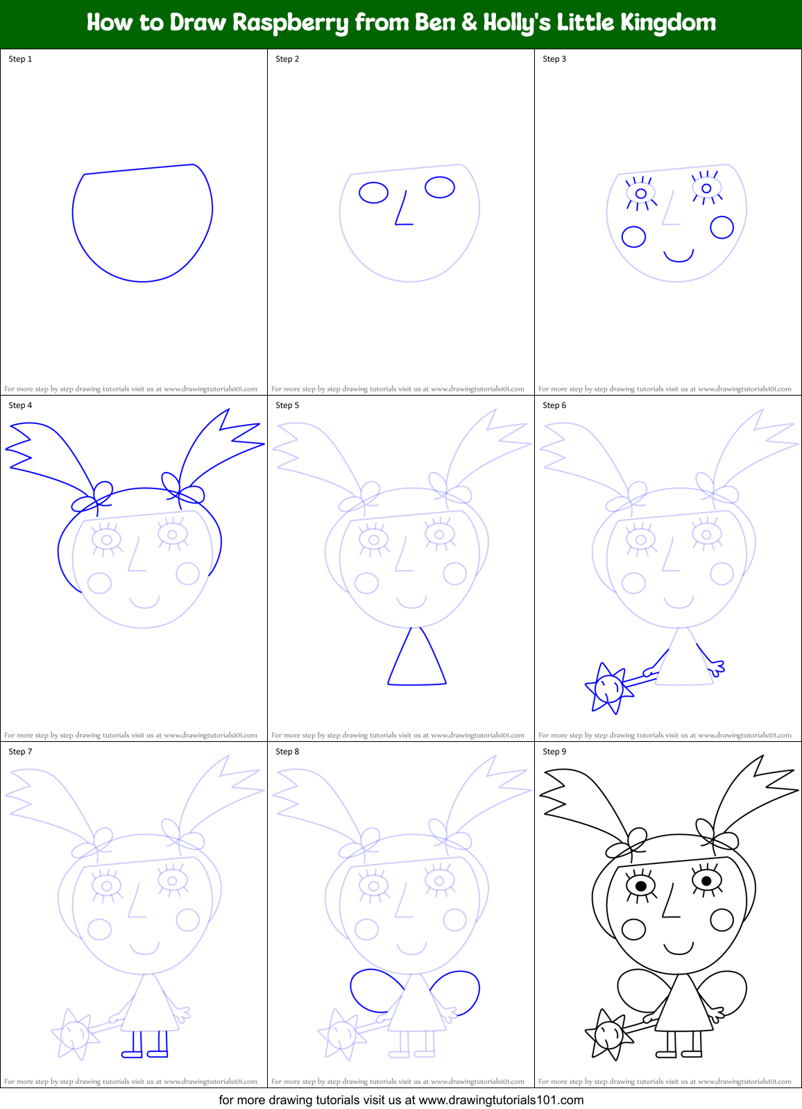 How to Draw Raspberry from Ben & Holly's Little Kingdom Printable Step by Step