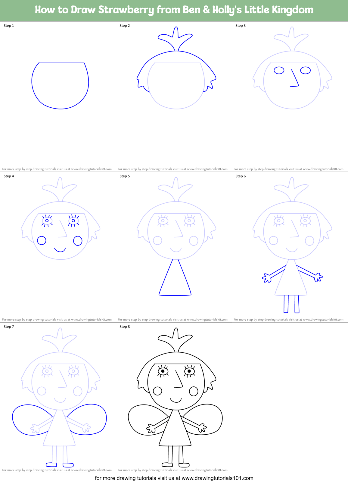 How to Draw Strawberry from Ben & Holly's Little Kingdom Printable Step by Step