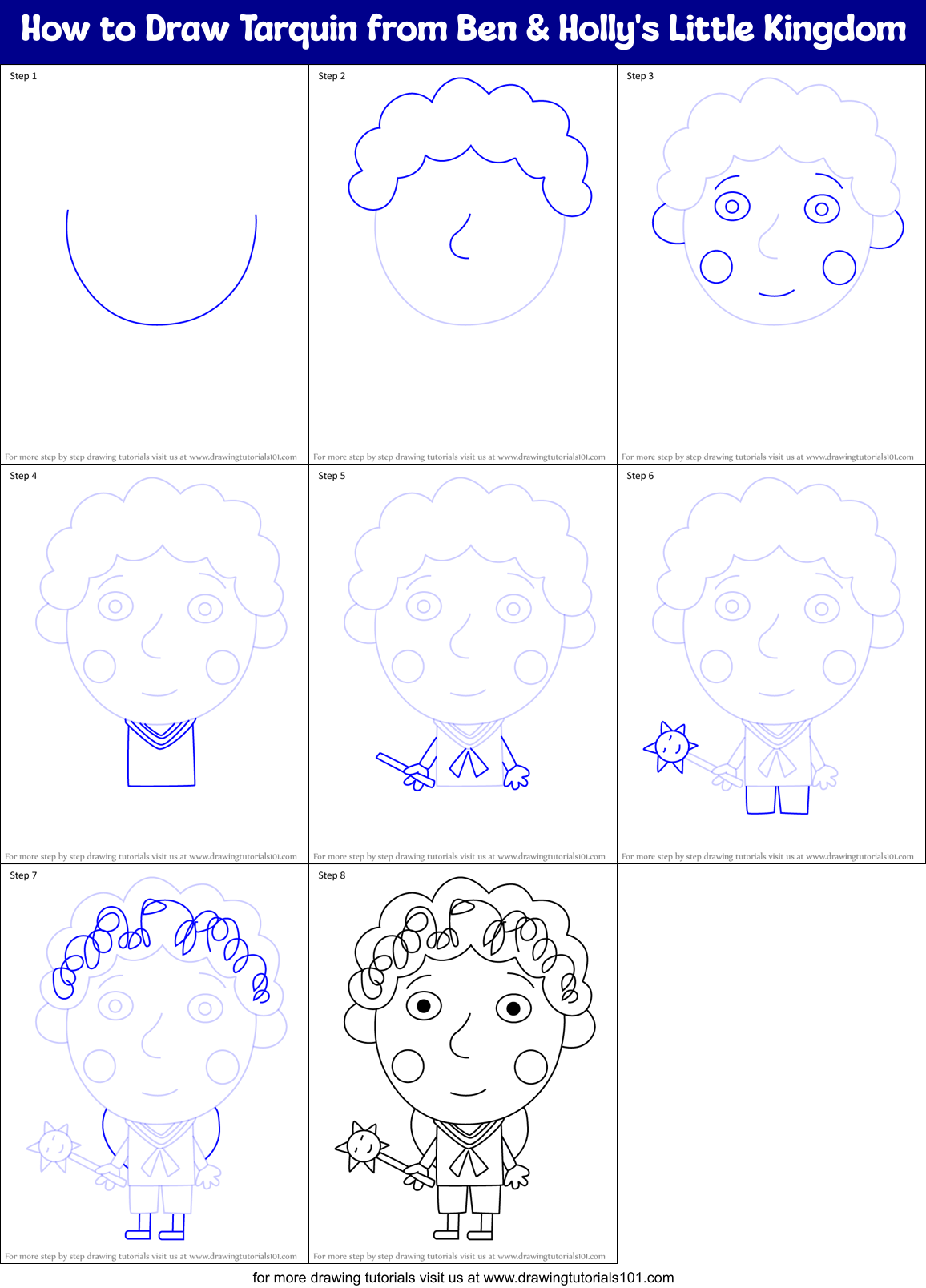 How to Draw Tarquin from Ben & Holly's Little Kingdom Printable Step by Step