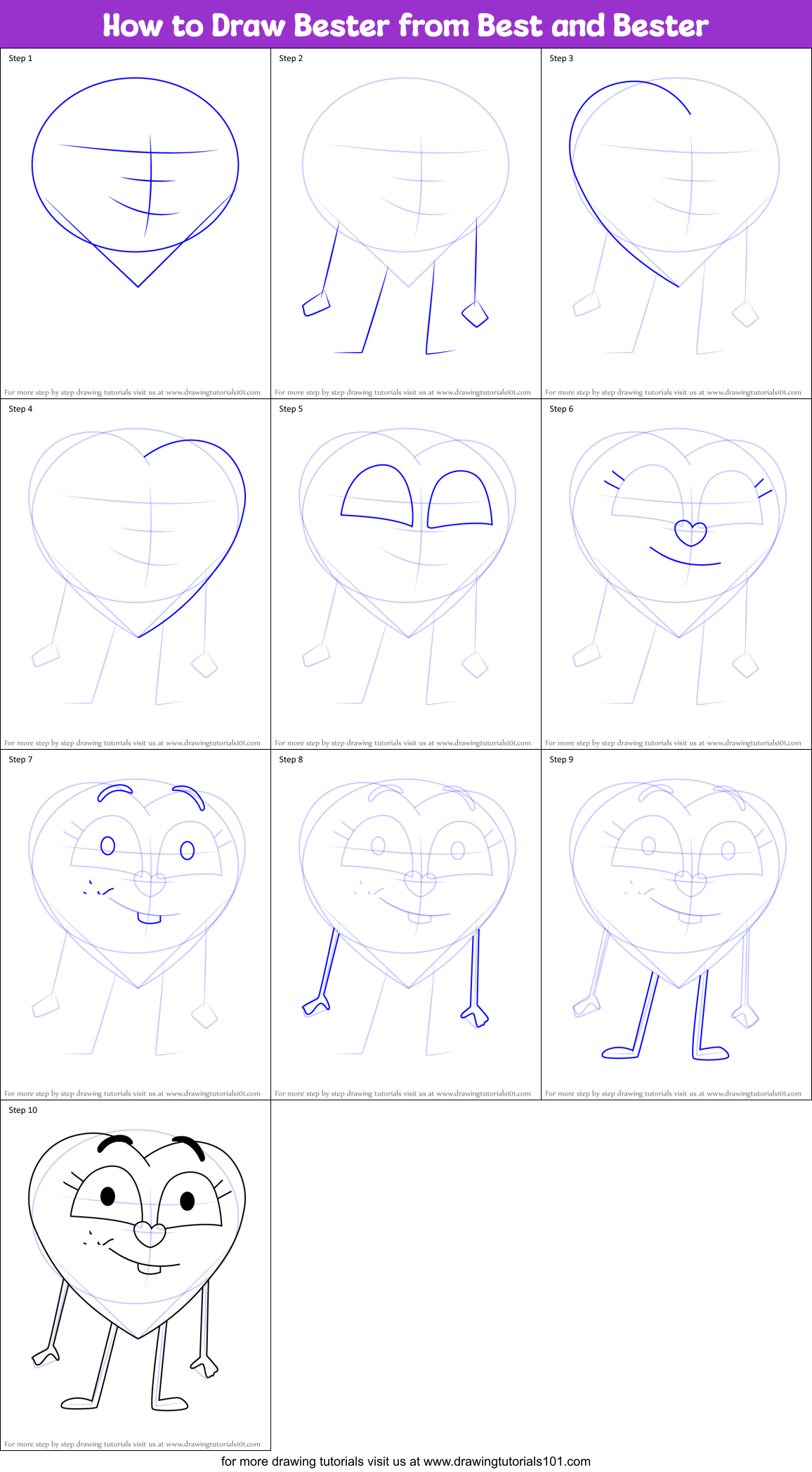 How to Draw Bester from Best and Bester Printable Step by Step