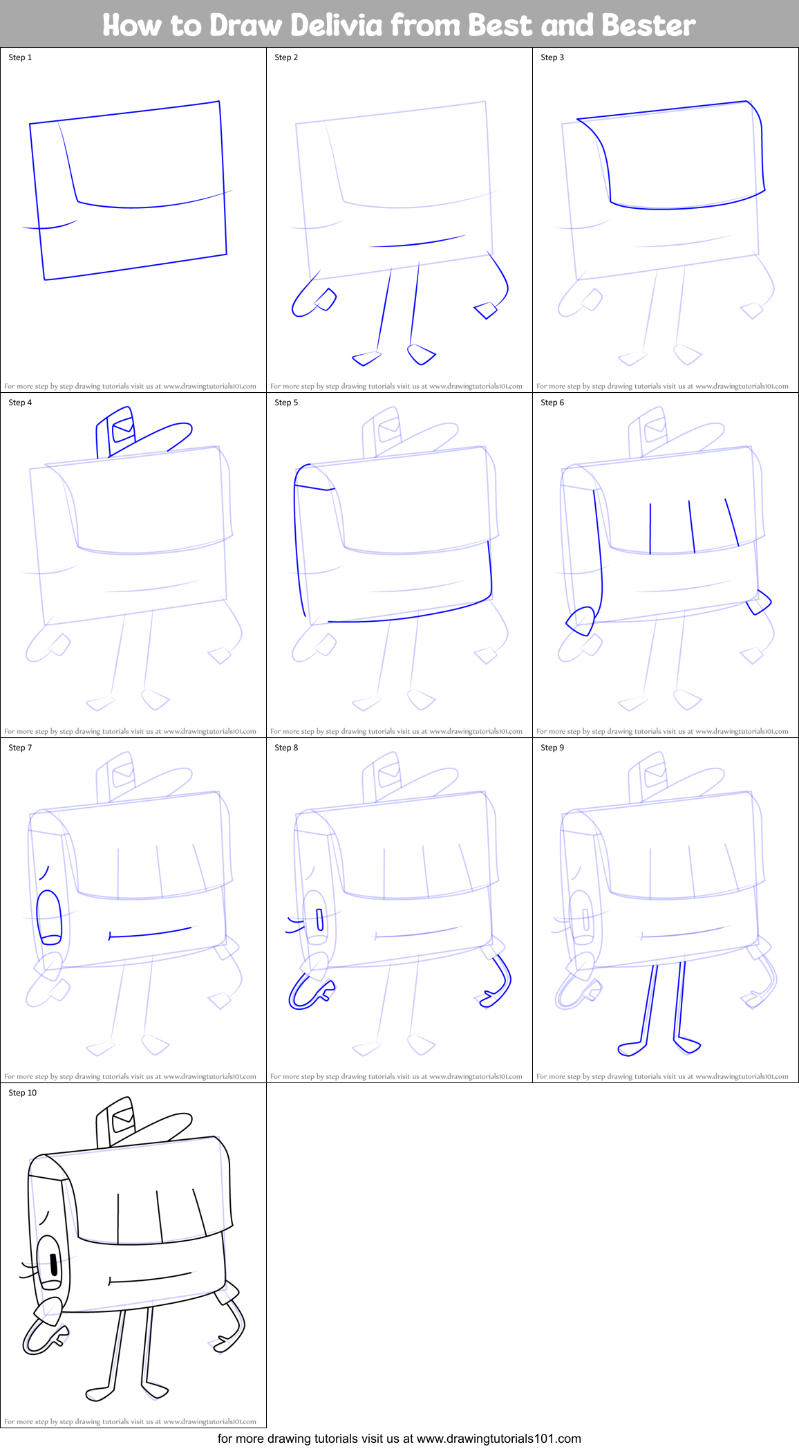 How to Draw Delivia from Best and Bester Printable Step by Step