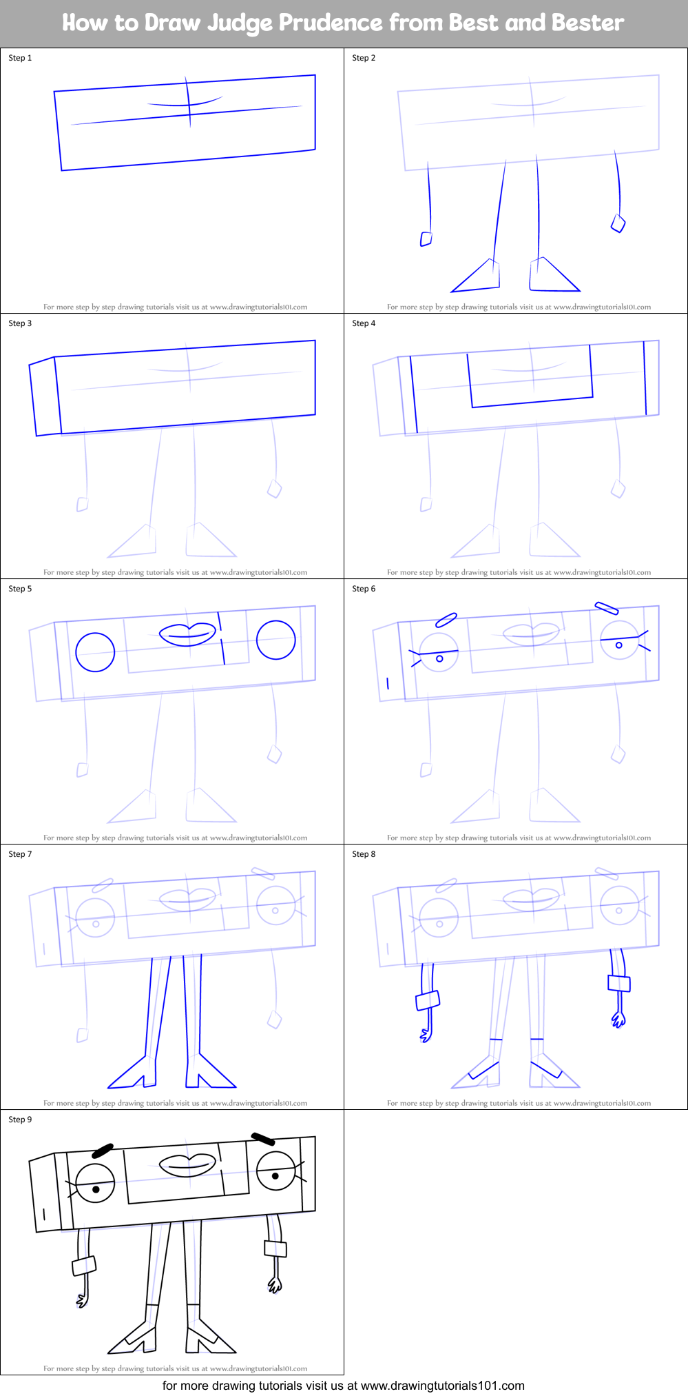 How to Draw Judge Prudence from Best and Bester Printable Step by Step