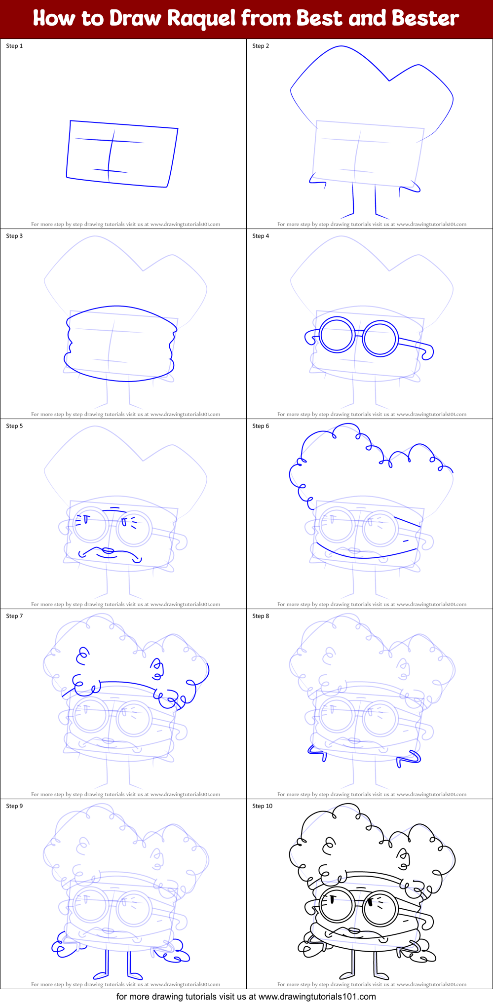 How to Draw Raquel from Best and Bester Printable Step by Step