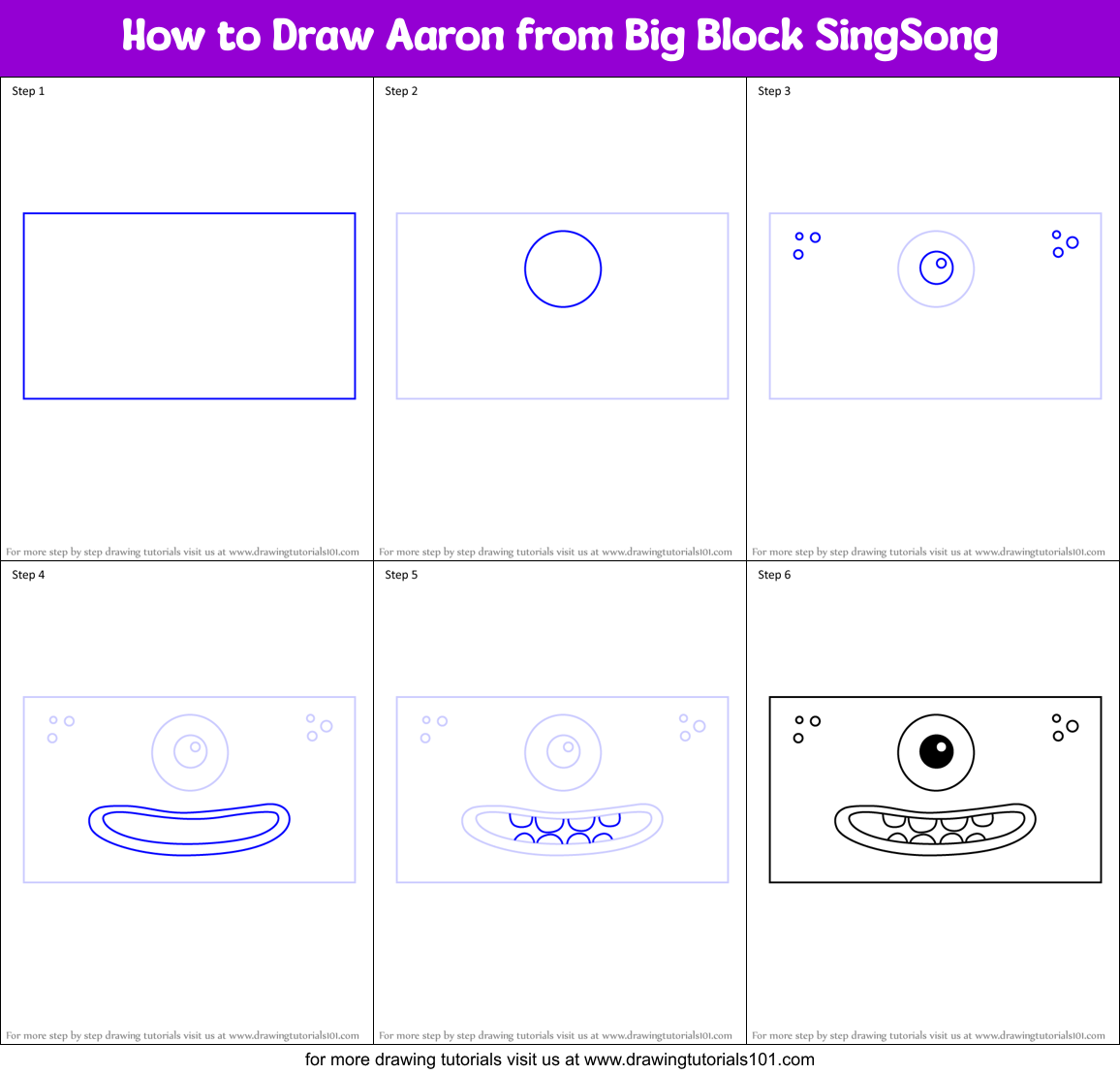 How to Draw Aaron from Big Block SingSong Printable Step by Step