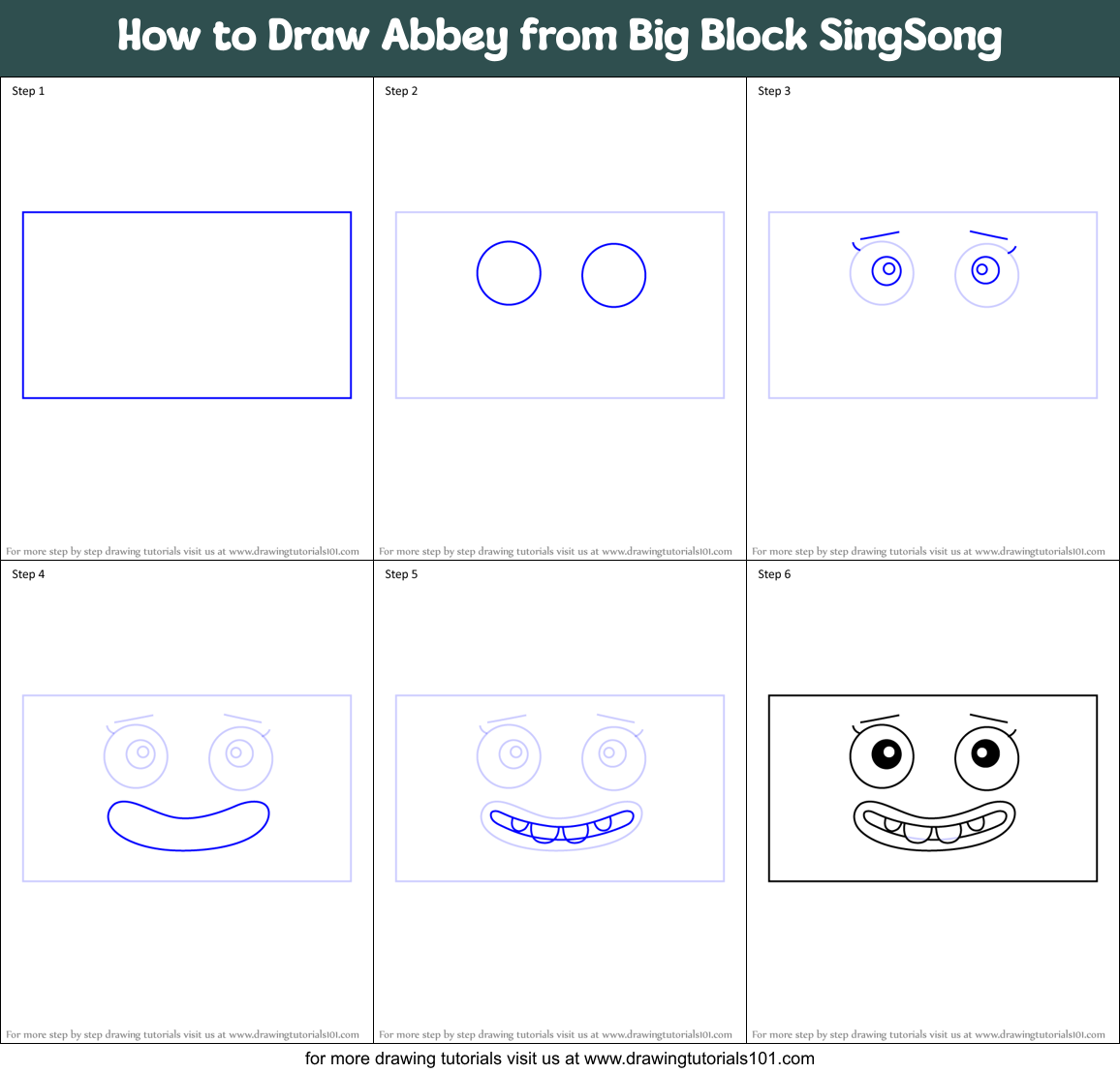 How to Draw Abbey from Big Block SingSong Printable Step by Step