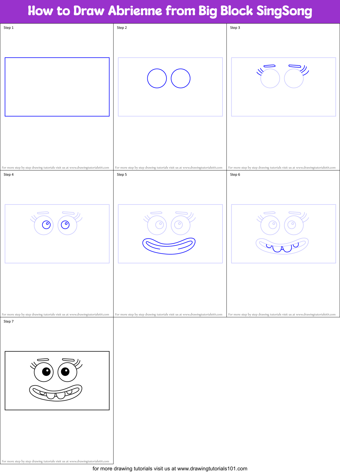 How to Draw Abrienne from Big Block SingSong Printable Step by Step