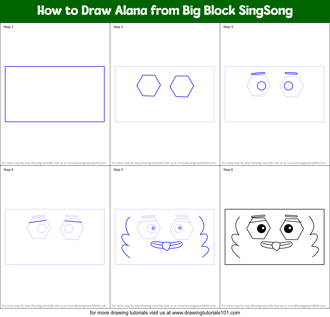 How to Draw Alana from Big Block SingSong Printable Step by Step