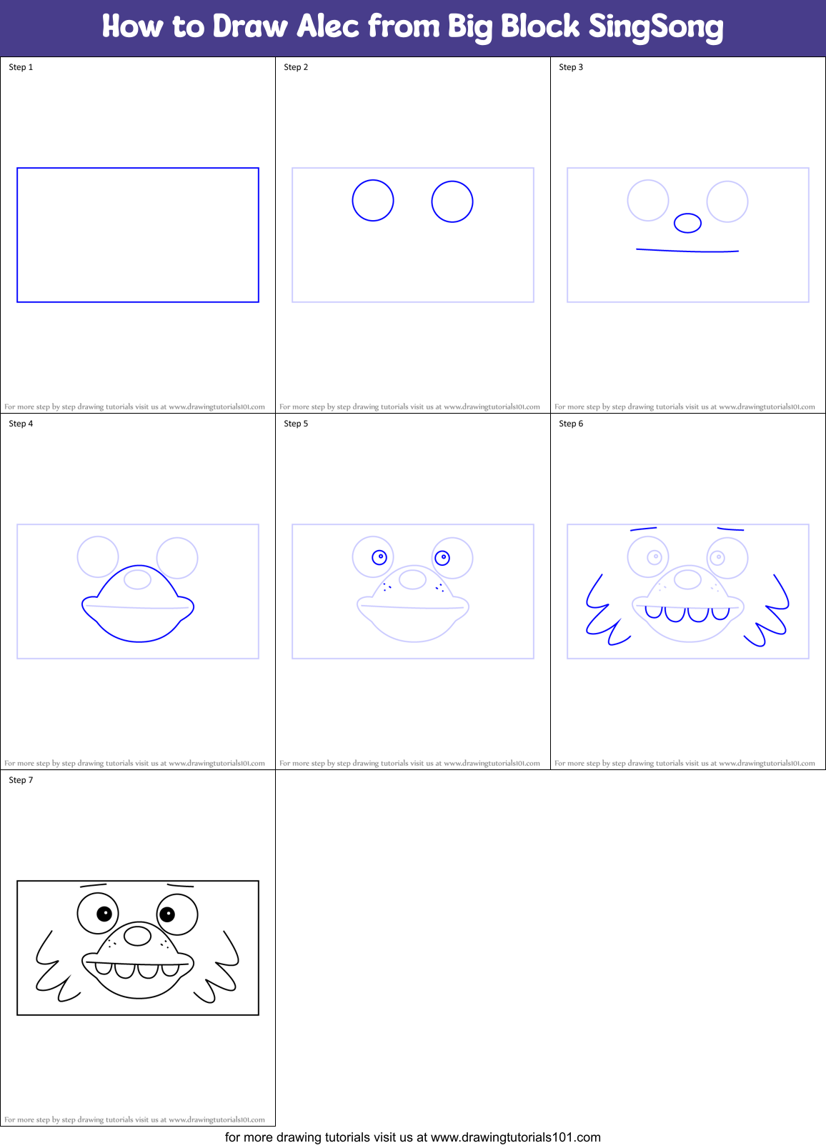 How to Draw Alec from Big Block SingSong Printable Step by Step