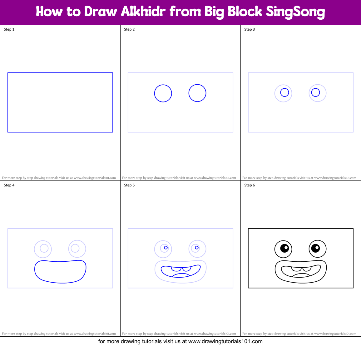 How to Draw Alkhidr from Big Block SingSong Printable Step by Step