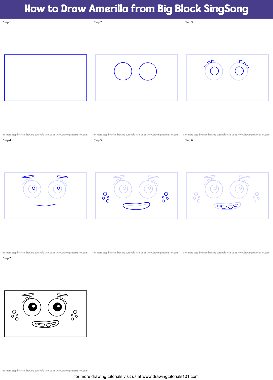 How to Draw Amerilla from Big Block SingSong Printable Step by Step