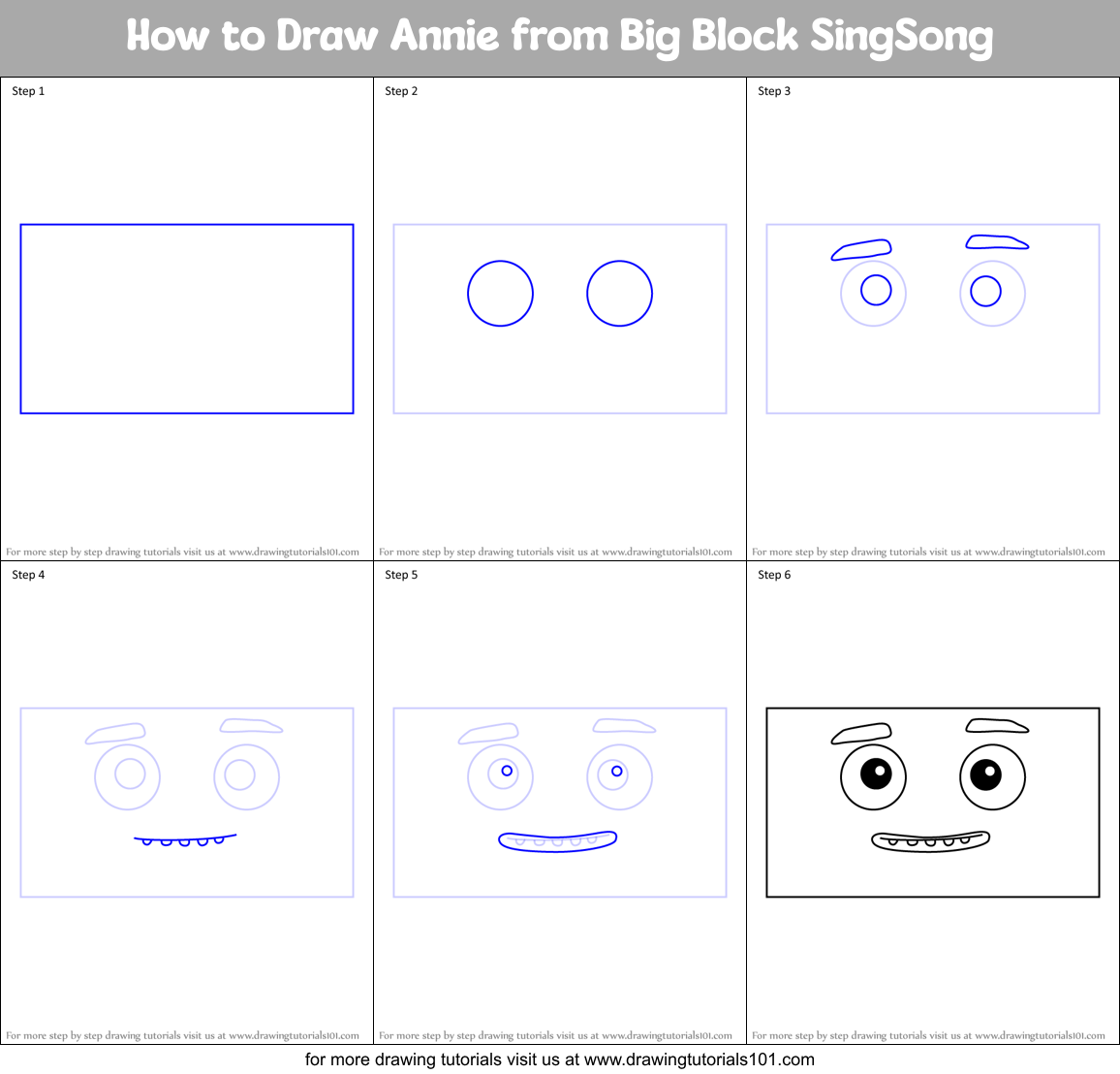 How to Draw Annie from Big Block SingSong Printable Step by Step