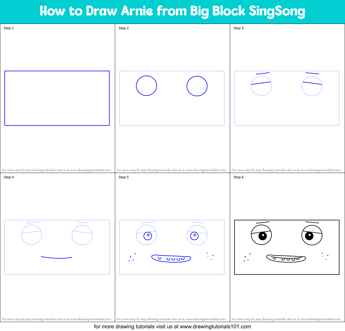 How to Draw Arnie from Big Block SingSong Printable Step by Step