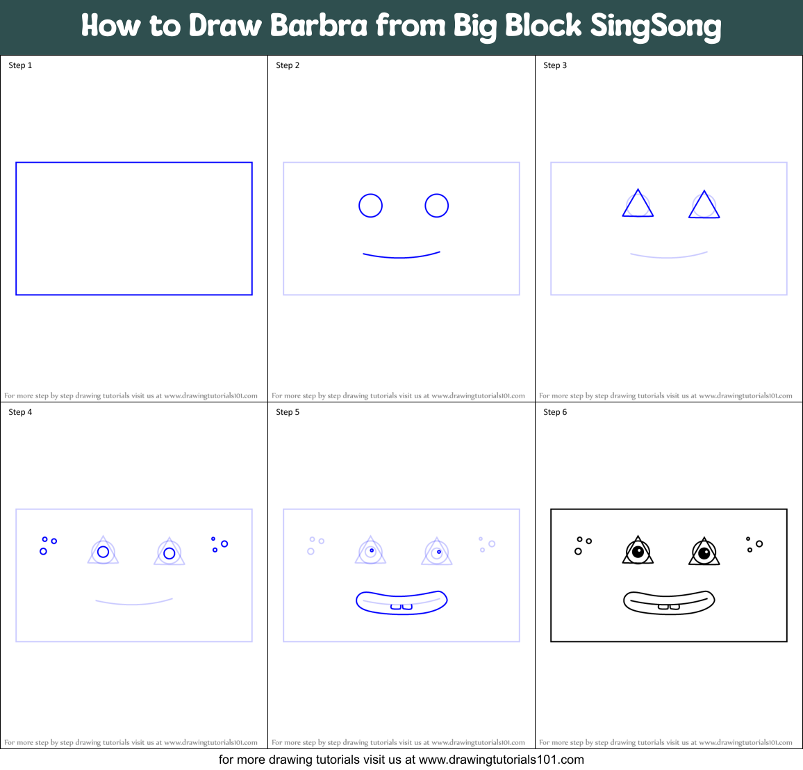How to Draw Barbra from Big Block SingSong Printable Step by Step