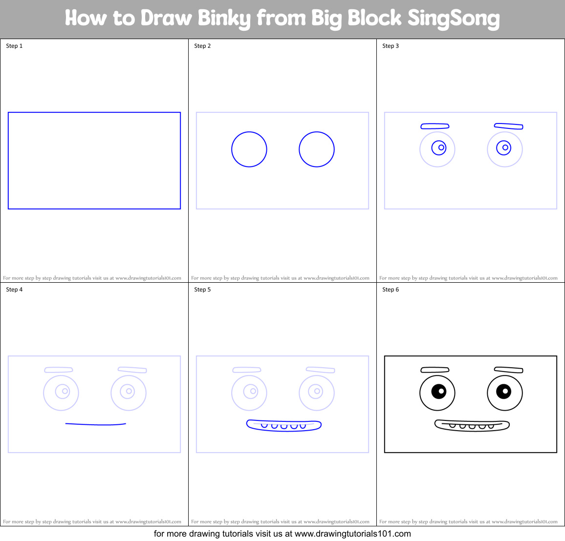 How to Draw Binky from Big Block SingSong Printable Step by Step