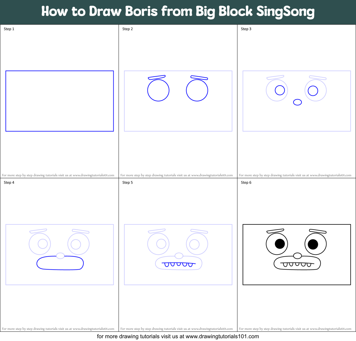 How to Draw Boris from Big Block SingSong Printable Step by Step