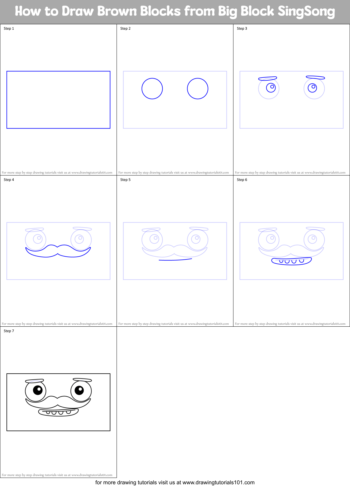 How to Draw Brown Blocks from Big Block SingSong Printable Step by Step