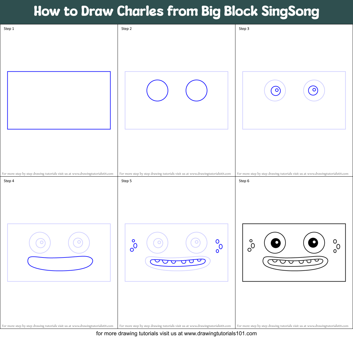 How to Draw Charles from Big Block SingSong Printable Step by Step