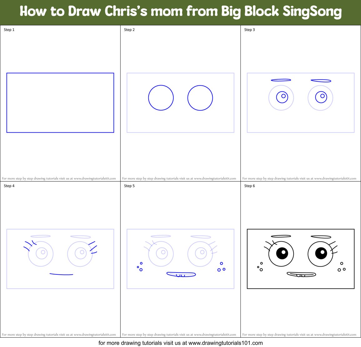 How to Draw Chris’s mom from Big Block SingSong Printable Step by Step