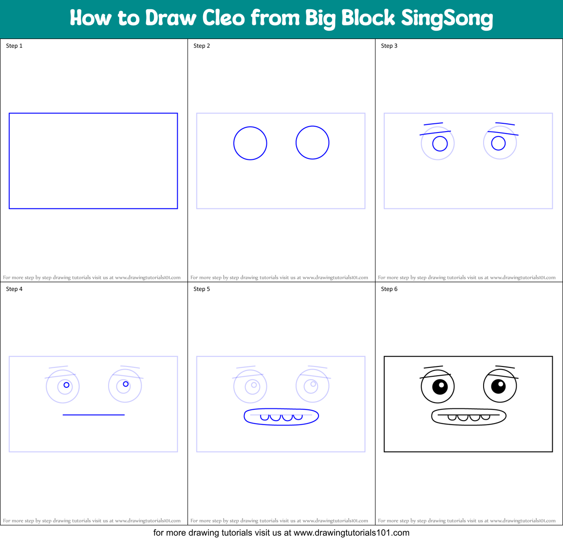 How to Draw Cleo from Big Block SingSong Printable Step by Step