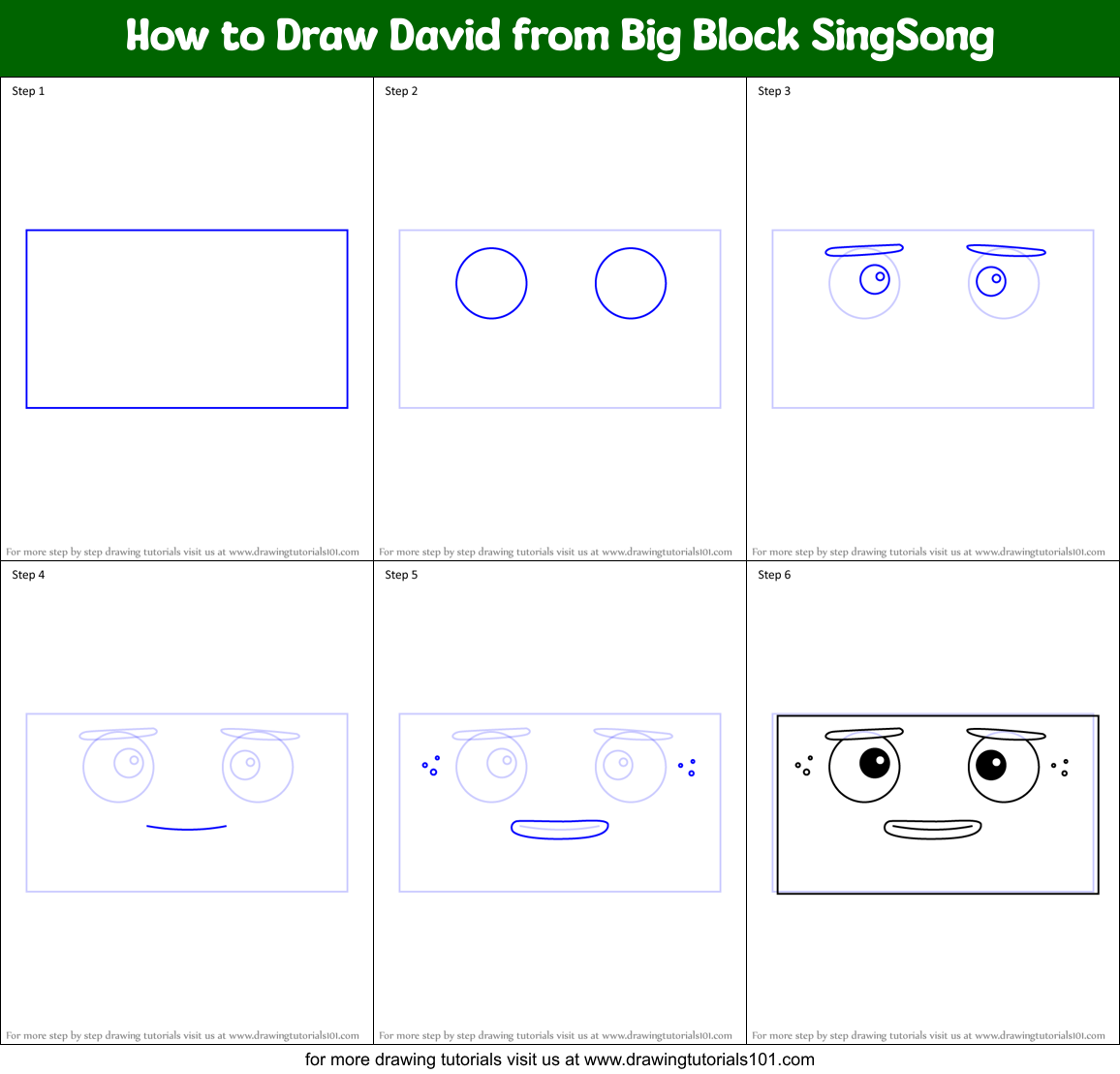 How to Draw David from Big Block SingSong Printable Step by Step