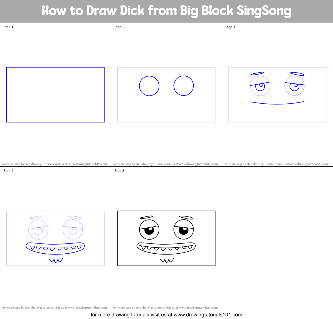 How to Draw Dick from Big Block SingSong Printable Step by Step