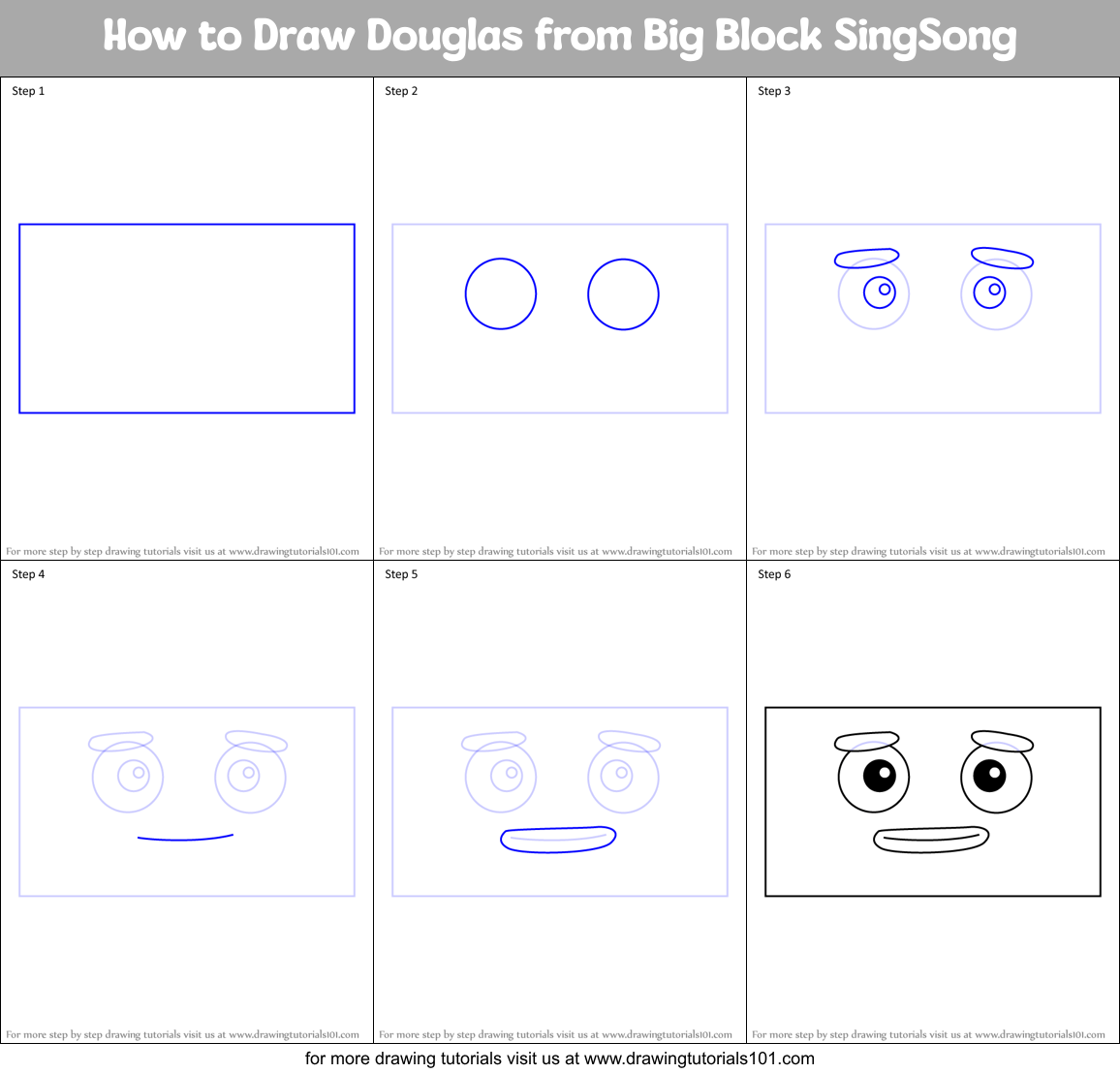 How to Draw Douglas from Big Block SingSong Printable Step by Step