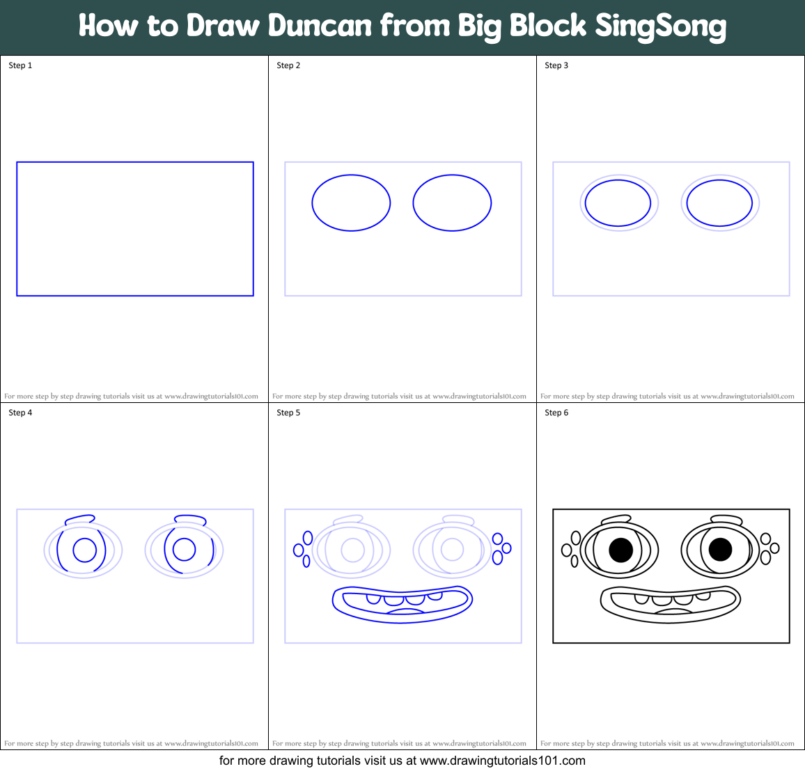 How to Draw Duncan from Big Block SingSong Printable Step by Step