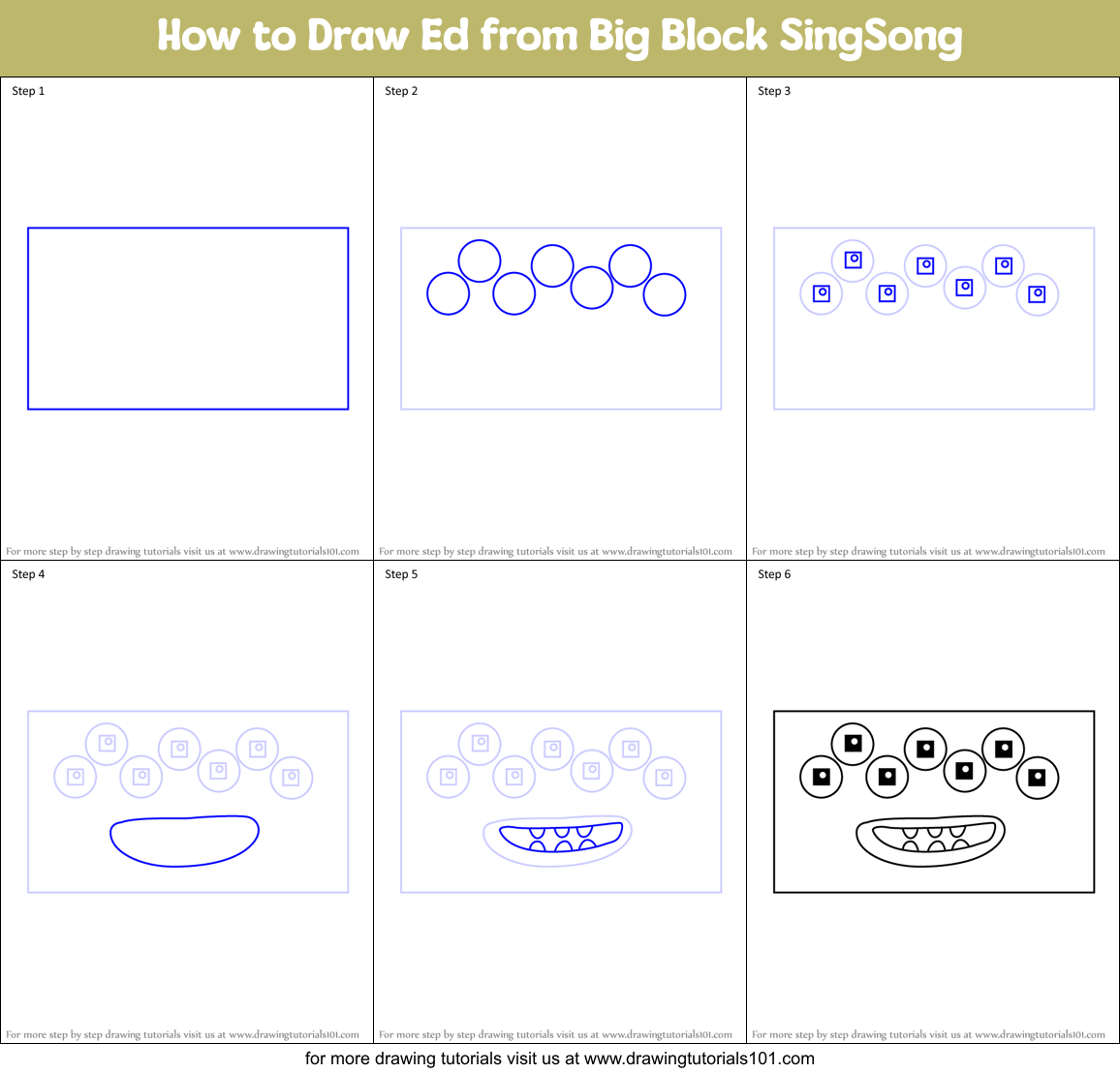 How to Draw Ed from Big Block SingSong Printable Step by Step