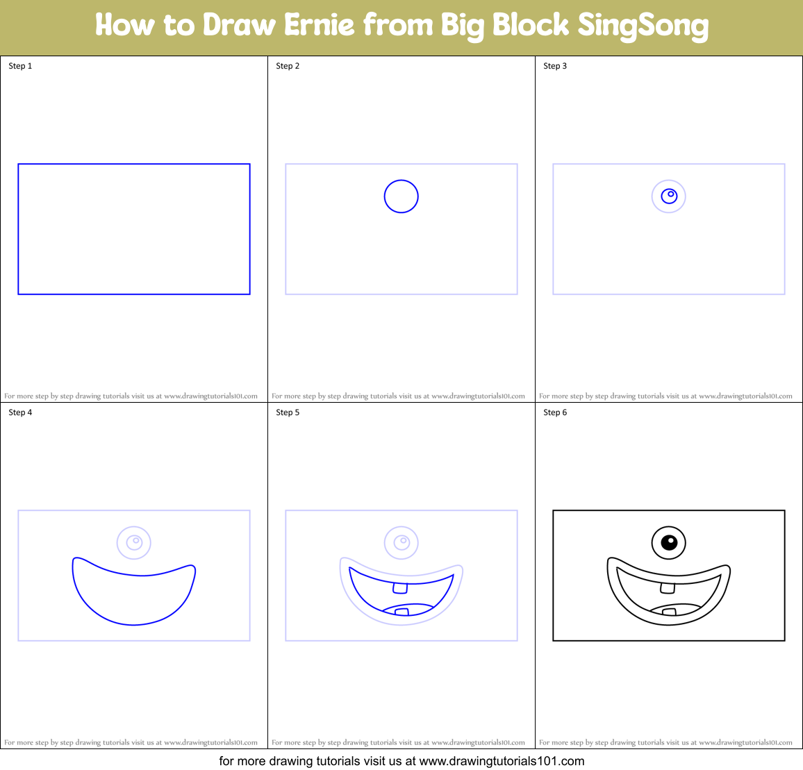 How to Draw Ernie from Big Block SingSong Printable Step by Step