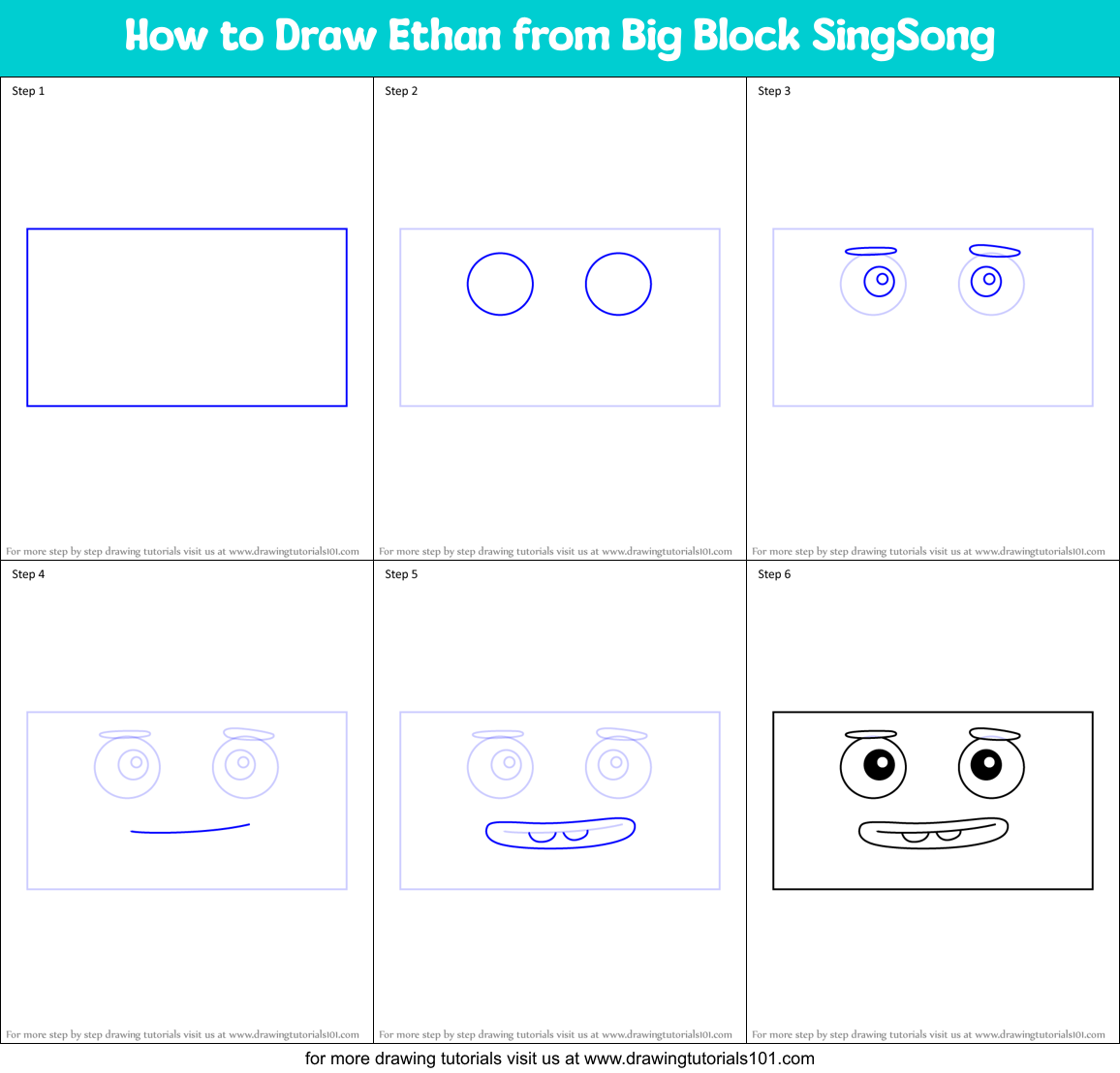 How to Draw Ethan from Big Block SingSong Printable Step by Step