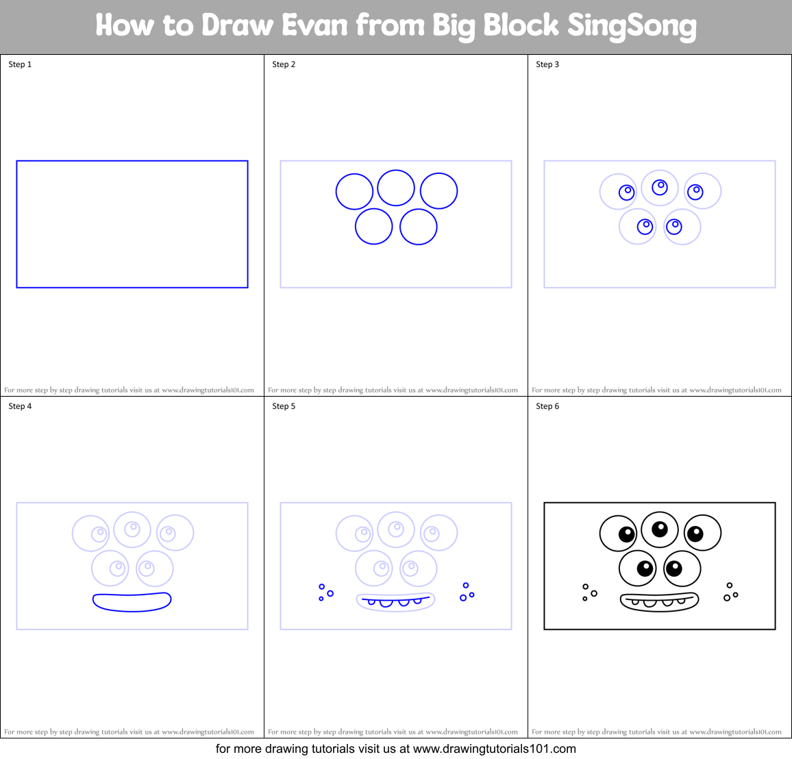 How to Draw Evan from Big Block SingSong Printable Step by Step