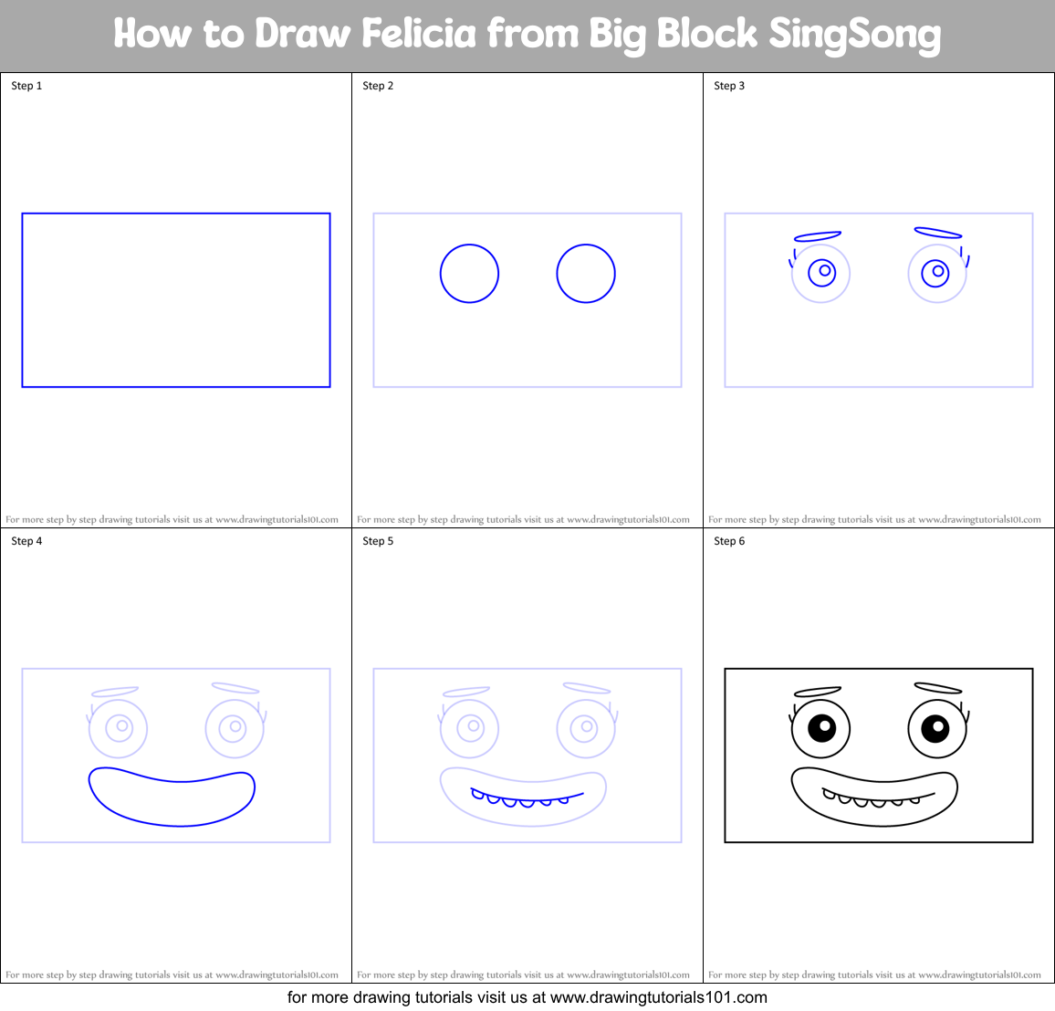 How to Draw Felicia from Big Block SingSong Printable Step by Step