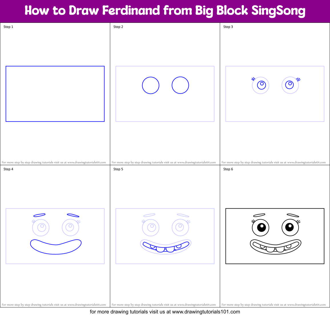 How to Draw Ferdinand from Big Block SingSong Printable Step by Step