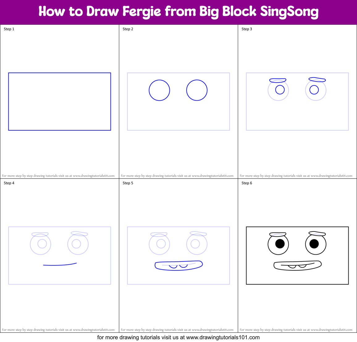How to Draw Fergie from Big Block SingSong Printable Step by Step