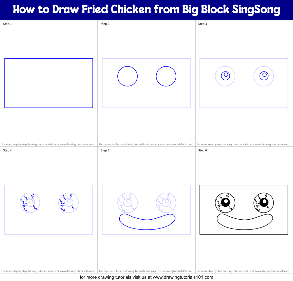 How to Draw Fried Chicken from Big Block SingSong Printable Step by Step
