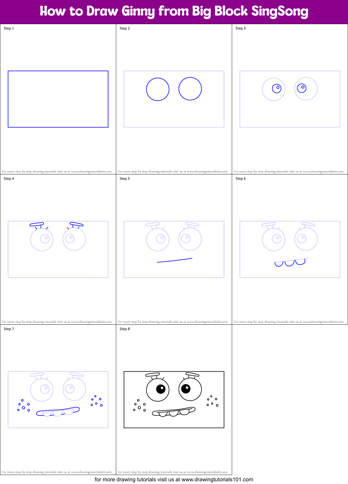 How to Draw Ginny from Big Block SingSong Printable Step by Step