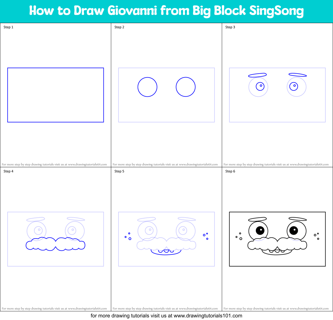 How to Draw Giovanni from Big Block SingSong Printable Step by Step