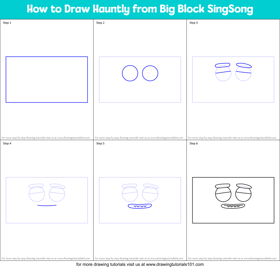 How to Draw Hauntly from Big Block SingSong Printable Step by Step