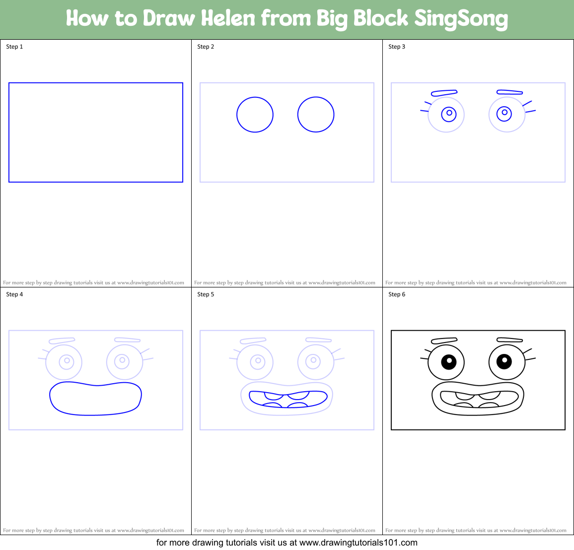 How to Draw Helen from Big Block SingSong Printable Step by Step