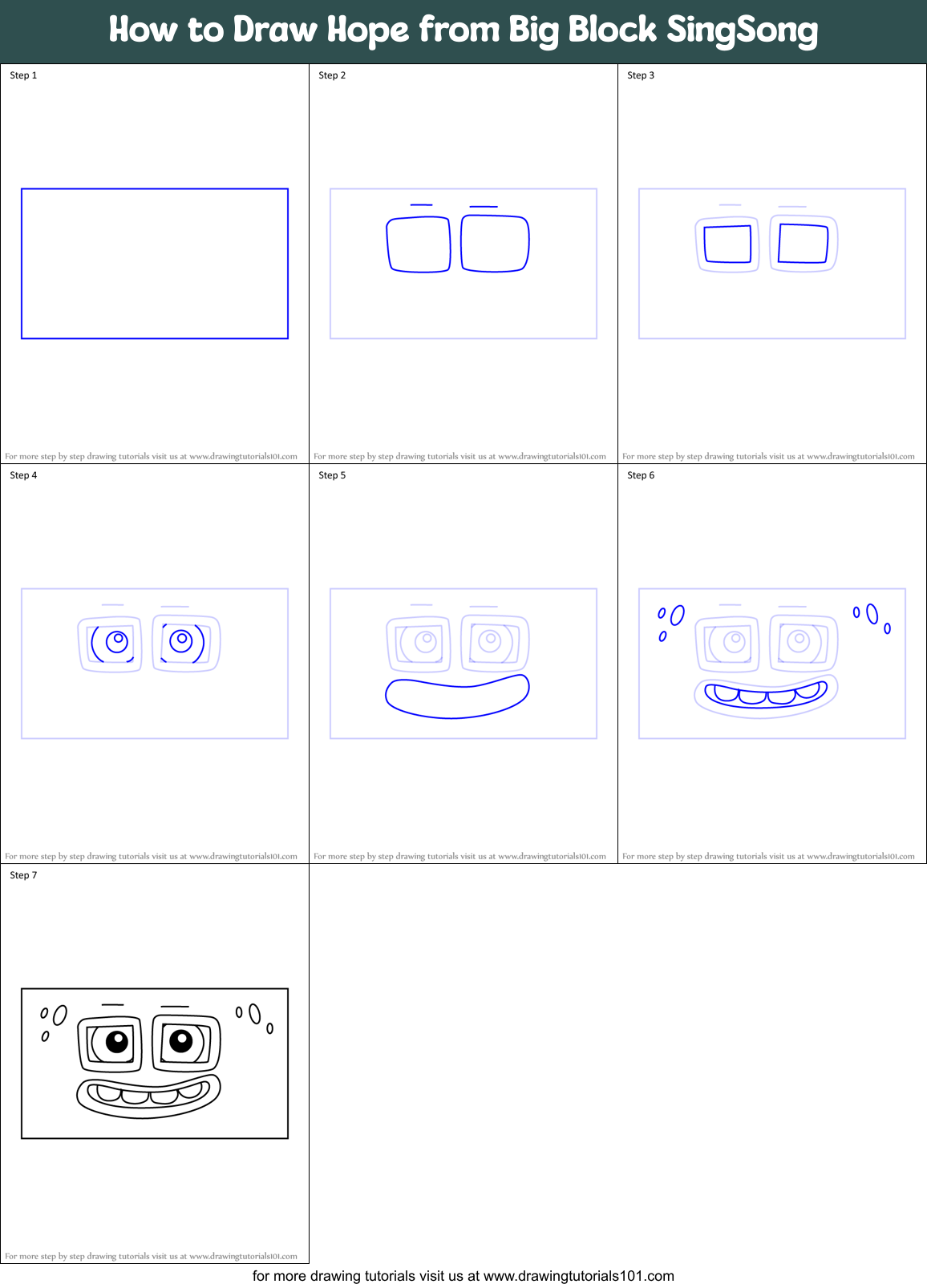 How to Draw Hope from Big Block SingSong Printable Step by Step